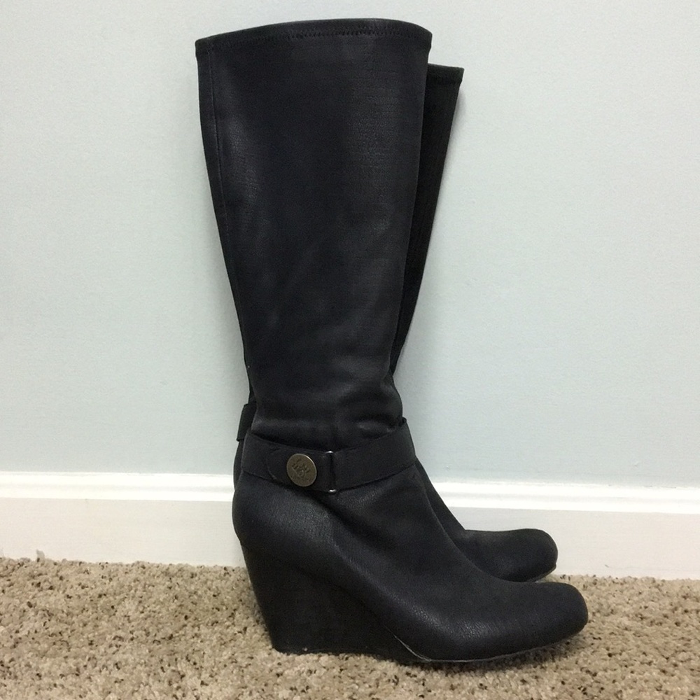 BCBG Black Wedge Boots (used)